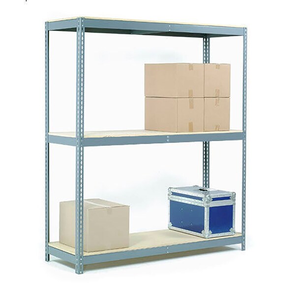 Wide Span Rack 72Wx30Dx60H, 3 Shelves Wood Deck 900 Lb Cap. Per Level, Gray